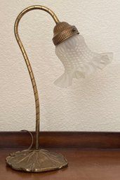 Vintage Brass Gooseneck Lily Lamp Incl. Glass Shade