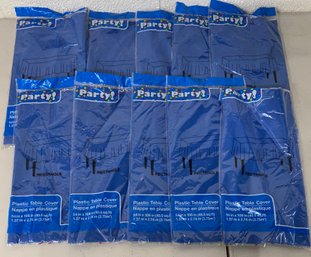 10 Blue Party Plastic Table Covers