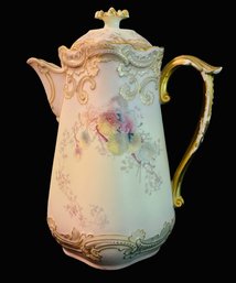 Tressemann & Vogt Of Limoges, France.  C.1892-1907 Hand Painted Coffee Pot