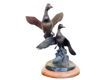 Mallards Bronze Sculpture Signed By Sonny Timme, Numbered 2 Of 30