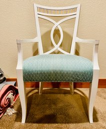 Vintage White Wooden Chair With Arm Rest 2 Of 2