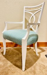 Vintage White Wooden Chair With Arm Rest 1 Of 2