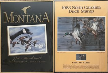 Two (2) Framed Prints Featuring Waterfowl Stamp Prints - North Carolina And Montana