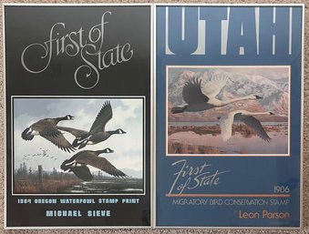 Two (2) Framed Prints Featuring Waterfowl Stamp Prints -  Utah & Oregon