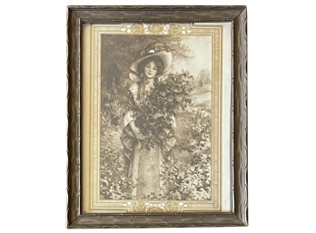 Vintage Print Of A Lady In Frame