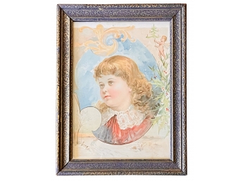 Vintage Postcard  Of A Child In Frame