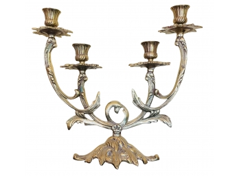 Fritz Brass 4 Arm Candelabra, Made In Korea