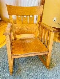 Vintage Stickley Style Oak  Wood Rocking Chair