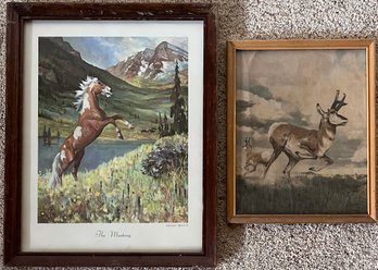 Dennis 'The Mustang' Framed Print And Pronged Antelope Print