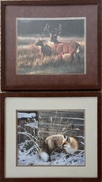 Pair Of Framed Wildlife Prints - Bucks And Fox