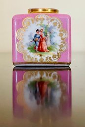 Antique Hand Painted Richard Klemm Dresden Porcelain Inkwell