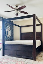 Chocolate Brown King Size Canopy Bed- NO MATTRESS
