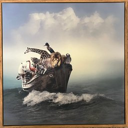 Noahs Arc Boat With Animals Stretched Canvas Print