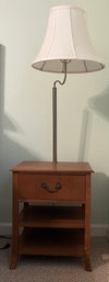 Wooden Bedside Table With Lamp Attachment