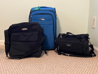 Trio Of Travel Luggage, Carry On And Small Duffel Bag