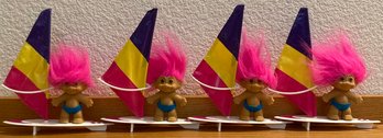 4 PC Lot Of Russ Troll Doll Wind Surfer Hot Pink Hair Figurine (4 Of 4)