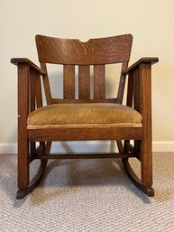 Antique Mission Style Rocking Chair With Cushion