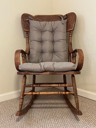 Antique Wooden Rocking Chair With Removable Cushion