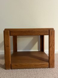 Tiered Wooden Side Table With Glass Top