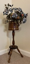 Vintage Wooden Stand With Faux Plant