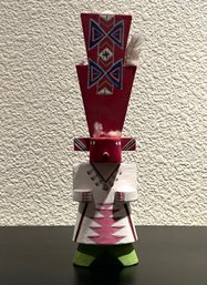 Folk Art Totem Pole Native American Wood Figurine 3 Of 3