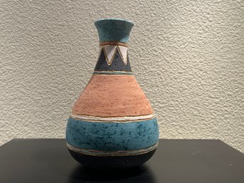 Hand Painted Native American Vase Signed By Artist