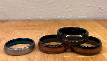 Four Tungsten Carbide Rings Size 13 & 14