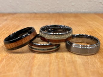 Four Tungsten Carbide Rings Size 13.5 & 13.75