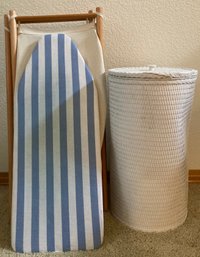 Assortment Of Clothing Accessories Including Laundry Basket, Mini Ironing Board, And Hamper