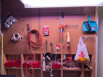 Assortment Of Tools Including Extension Cords