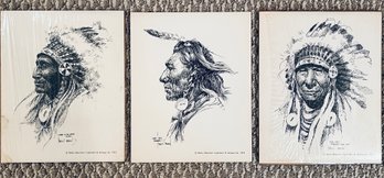 Native American Black And White Chief Sketches By Harley Brown