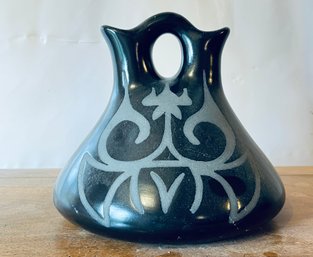Vintage Black Stoneware New Mexico Wedding Vase