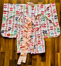 Kid's Cotton Cherry Leaf Kimono