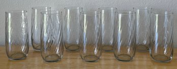 Set Of 9 Libbey Swirl Drinking Glasses