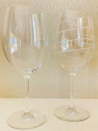 2 PC Lot Of Wine Glasses Including An Etched One