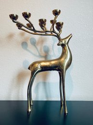 Mid Century Modern Vintage Brass Candle Light Reindeer