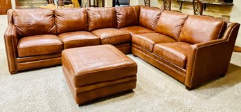 Lane Furniture Industries Leather Sectional Sofa With Matching Ottoman