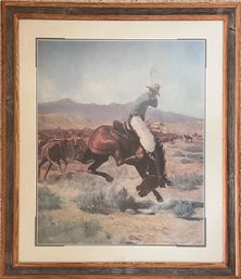 Will James - Framed Art Print Numbered Of Cowboy And Bronco