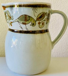 Ceramic Glazed Pitcher With Bird Art El Palomar Mexico