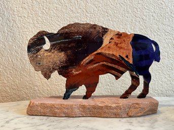 Abstract Metal Buffalo On Sandstone