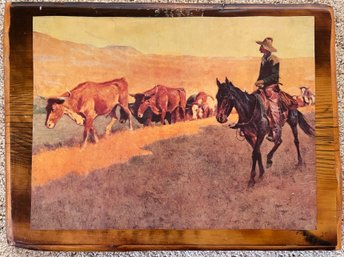 Fredrick Remington - 'Trailing Texas Longhorns' - Print On Wood