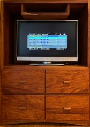 Large Wooden Entertainment Center With JVC Tv