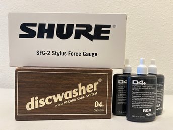 Shure SFG-2 Stylus Force Gauge And Disk Washer D4 With Three Bottles Of D4 Cleaning Solution