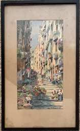 DeFulvis - Framed Art Print Featuring A Street Scene And Small Market