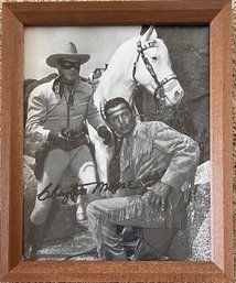 Framed Photo Print Of Clayton Moore And Jay Silverheels From The Lone Ranger TV Show Signed By Clayton Moore