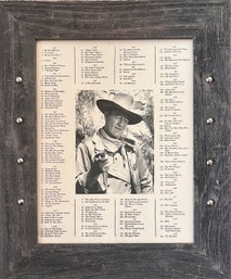 Framed Photo Print Of John Wayne Featuring A List Of Movies He Appeared In