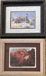 2 Framed Art Prints - Clark Kelly 'Trail Of Sacrifice, Valley Of Promise' And Jusy Larson 'Gone With The Wind'