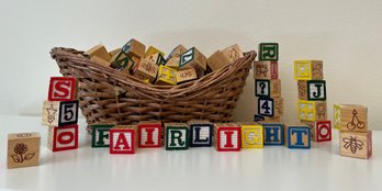 Wooden Alphabet Building Blocks