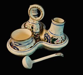 Antique Hand Painted Austria Boseck & Co Porcelain Factory Condiment Set