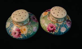 Floral With Golden Accents Salt And Pepper Shakers, Unmarked